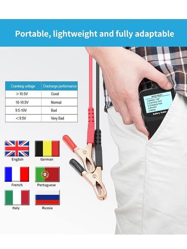 BT201 12V Car Battery Tester, 100-2000 CCA, Capacity, Charging & Cranking Analyzer for Truck, Boat, RV, Marine Vehicle, and More in Kuwait
