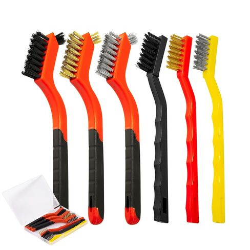 6Pcs Wire Brush Set, Stainless Steel/ Brass/ Nylon Bristle Brushes for Cleaning Rust, Scratch Wire Brushes for Cleaning Welding Slag, Paint and Dirt Removal in Kuwait