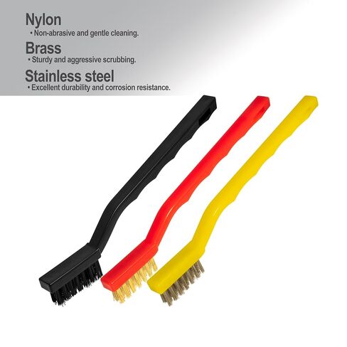 6Pcs Wire Brush Set, Stainless Steel/ Brass/ Nylon Bristle Brushes for Cleaning Rust, Scratch Wire Brushes for Cleaning Welding Slag, Paint and Dirt Removal in Kuwait