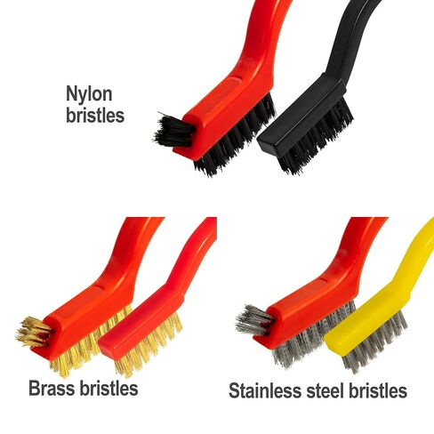 6Pcs Wire Brush Set, Stainless Steel/ Brass/ Nylon Bristle Brushes for Cleaning Rust, Scratch Wire Brushes for Cleaning Welding Slag, Paint and Dirt Removal in Kuwait