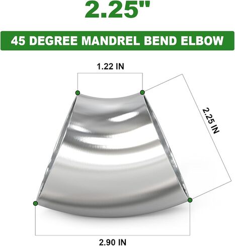 TAISHER 2PCS 304 Stainless Steel 2.25" OD 45 Degree Mandrel Bend Elbow - Thickness 16GA/.065"Wall, for Stair Handrail. in Kuwait