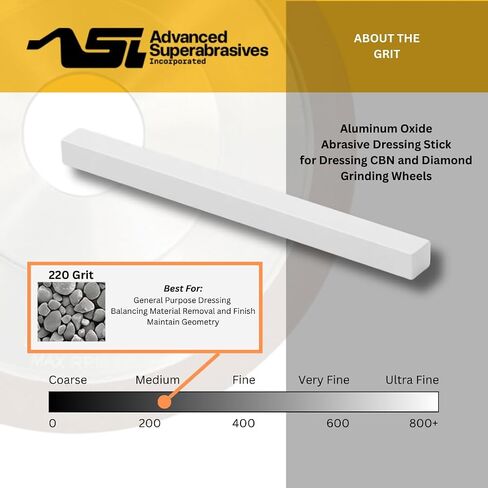 ASI 220 Grit 1 عصا تزيين من أكسيد الألومنيوم لعجلات طحن الماس وCBN مقاس 8 بوصة × 3/4 بوصة × 3/4 بوصة مصنوعة في الولايات المتحدة الأمريكية in Saudi Arabia