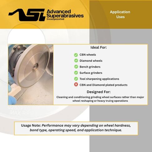 ASI 220 Grit 1 عصا تزيين من أكسيد الألومنيوم لعجلات طحن الماس وCBN مقاس 8 بوصة × 3/4 بوصة × 3/4 بوصة مصنوعة في الولايات المتحدة الأمريكية in Saudi Arabia
