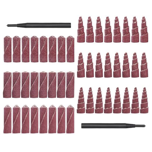 50-Pack 1-1/2" Abrasive Sanding Cartridge Rolls – Cone & Cylinder Sanding Drums with 1/4" Shank Mandrels for Metal Polishing & Woodworking in Kuwait