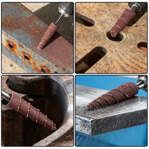 50-Pack 1-1/2" Abrasive Sanding Cartridge Rolls – Cone & Cylinder Sanding Drums with 1/4" Shank Mandrels for Metal Polishing & Woodworking in Kuwait