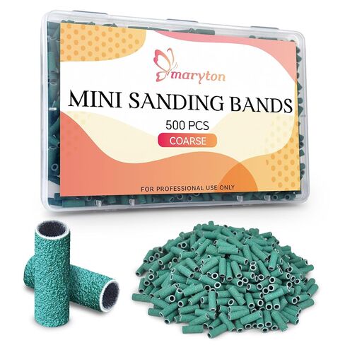 Maryton 500Pcs Mini Sanding Bands for Nail Drill, Coarse 100 Grit Small Sanding Band Bulk for Professional Salons Manicure and Pedicure in Kuwait