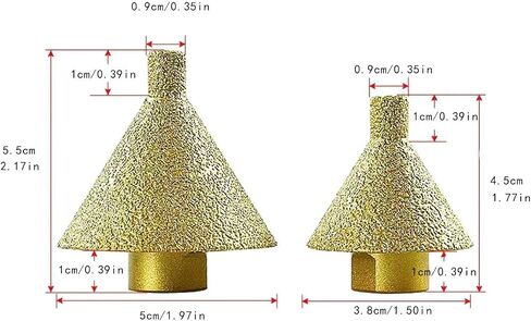 Generic 2 Pieces Chamfer Bits Diamond Beveling Hole Grinding Cone Bit Countersink Emery Material Suitable for Porcelain Granite Marble Tile in Kuwait