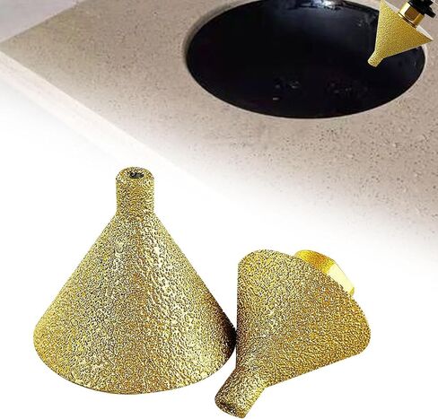 Generic 2 Pieces Chamfer Bits Diamond Beveling Hole Grinding Cone Bit Countersink Emery Material Suitable for Porcelain Granite Marble Tile in Kuwait