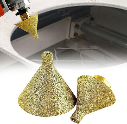 Generic 2 Pieces Chamfer Bits Diamond Beveling Hole Grinding Cone Bit Countersink Emery Material Suitable for Porcelain Granite Marble Tile in Kuwait