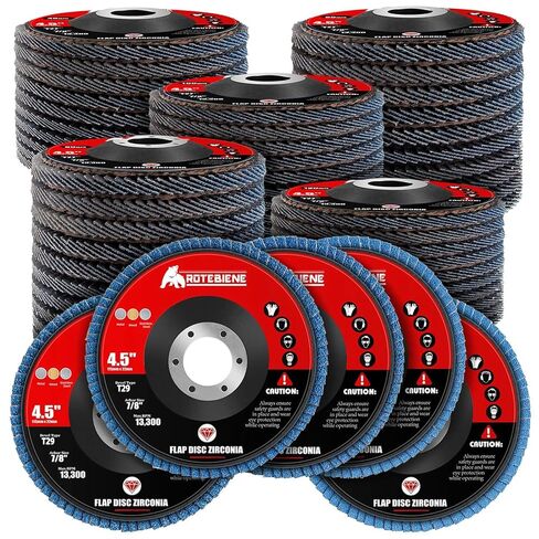 50 Pack 40 Grit Zirconia Flap Discs 4.5" x 7/8" T27 for 4 1/2 Inch Angle Grinder Flap Wheels Heavy-Duty Grinding & Sanding Discs for Metal, Wood, Stainless Steel in Kuwait