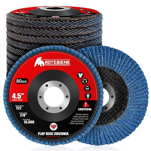 50 Pack 40 Grit Zirconia Flap Discs 4.5" x 7/8" T27 for 4 1/2 Inch Angle Grinder Flap Wheels Heavy-Duty Grinding & Sanding Discs for Metal, Wood, Stainless Steel in Kuwait