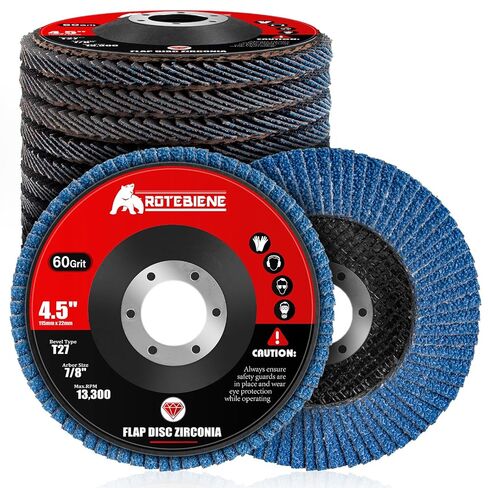 50 Pack 40 Grit Zirconia Flap Discs 4.5" x 7/8" T27 for 4 1/2 Inch Angle Grinder Flap Wheels Heavy-Duty Grinding & Sanding Discs for Metal, Wood, Stainless Steel in Kuwait