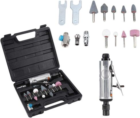 16Pcs Air Die Grinder Kit, Pneumatic Grinding Tool Polishing Engraving, 1/4inch, 1/8inch Chuck, Lightweight Aluminum Alloy, Ergonomic Design, for Most Grinding and Polishing Needs in Kuwait