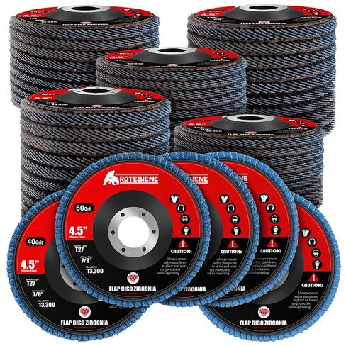 50 Pack 40 Grit Zirconia Flap Discs 4.5" x 7/8" T27 for 4 1/2 Inch Angle Grinder Flap Wheels Heavy-Duty Grinding & Sanding Discs for Metal, Wood, Stainless Steel in Kuwait