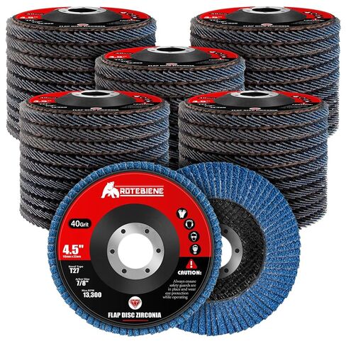 50 Pack 40 Grit Zirconia Flap Discs 4.5" x 7/8" T27 for 4 1/2 Inch Angle Grinder Flap Wheels Heavy-Duty Grinding & Sanding Discs for Metal, Wood, Stainless Steel in Kuwait