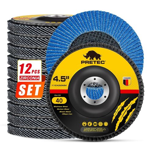 Flap Discs 4 1/2 for Angle Grinder, 12 Pcs Flap Discs 40/60/80/120 Grit, 4.5" x 7/8" High Density Zirconia Type 27 Flap Sanding Disc for Grinding, Rust Removal, Sanding and Finishing -12 Packs in Kuwait