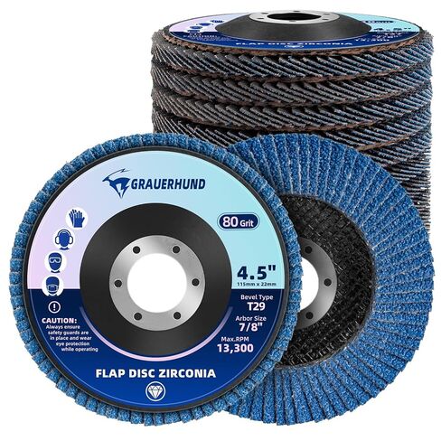 50 Pack Flap Discs 4 1/2" x 7/8" for Angle Grinder, 40/60/80/100/120 Grit T29 Flap Sanding Discs, 4 1/2 Inch Grinding Wheels, Zirconia Grinding Discs for Metal, Wood, and Stainless Steel Finishing in Kuwait