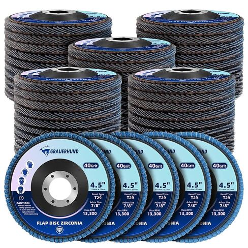 50 Pack Flap Discs 4 1/2" x 7/8" for Angle Grinder, 40/60/80/100/120 Grit T29 Flap Sanding Discs, 4 1/2 Inch Grinding Wheels, Zirconia Grinding Discs for Metal, Wood, and Stainless Steel Finishing in Kuwait