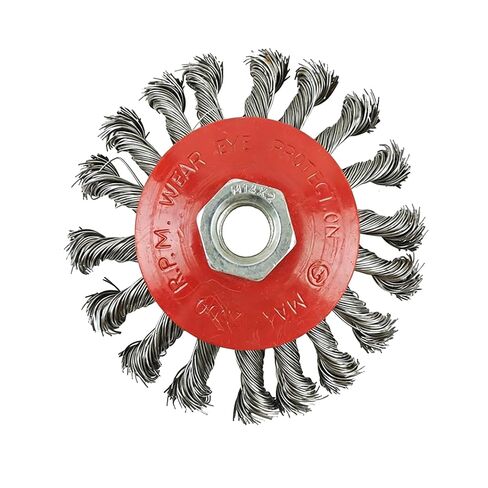 5 Pack 4 Inch Knotted Wire Wheel for Angle Grinder | 0.020 Inch Carbon Steel Wire, 5/8-11 Threaded Arbor, 12500 RPM, Rust Removal & Paint Stripping, Surface Preparation in Kuwait
