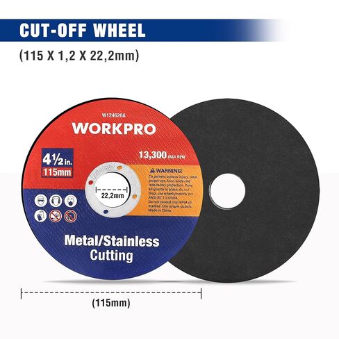 عجلات قطع WORKPRO مكونة من 20 قطعة، عجلة قطع معدنية من الفولاذ المقاوم للصدأ مقاس 4-1/2 × 7/8 بوصة، قرص قطع معدني رفيع لطاحونة الزوايا in Kuwait