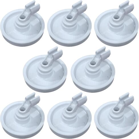 8 Pack Dishwasher Lower Rack Roller Wheel with Clip - Replacement Part #154174501A, 154174501, 1-3/4" Diameter, White, Fit for Compatible Dishwashers in Kuwait