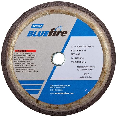 Norton 547-66253198586 BlueFire Zirconia Alumina Type 11 عجلة كوب، 6 بوصة، 2 بوصة، 16 حبيبة، 5/8-11 UNC، 6000 دورة في الدقيقة، النوع 01، بني (عبوة من 5) in Kuwait