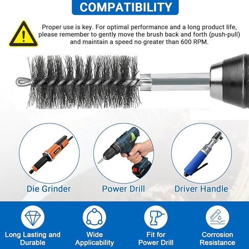 Wayona 12PCS Sizes Stainless Steel Bore Brush Set (5/16"-1-3/16"), Wire Brushes for Drill Rust Removal,Drill Wire Brush Attachment for Cleaning with 1/4" Hex Shank in Kuwait