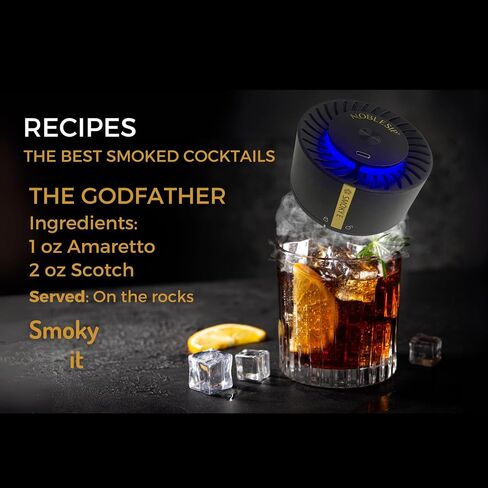 NOBLESIP® New Whiskey & Cocktails Smoker 𝗣𝗥𝗘𝗠𝗜𝗨𝗠 Electric Kit. Innovative Automatic Smoking, no Torch Needed. Easily Make Aromatic Smoked Old Fashioned. New Bourbon Home bar Gift in Kuwait