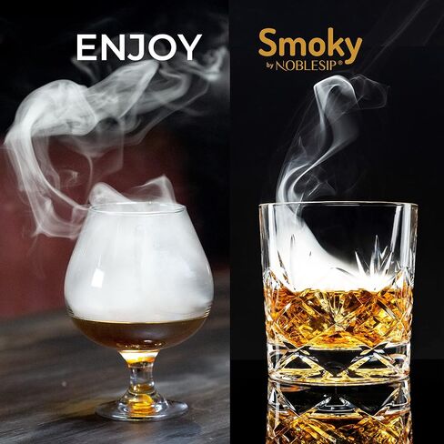 NOBLESIP® New Whiskey & Cocktails Smoker 𝗣𝗥𝗘𝗠𝗜𝗨𝗠 Electric Kit. Innovative Automatic Smoking, no Torch Needed. Easily Make Aromatic Smoked Old Fashioned. New Bourbon Home bar Gift in Kuwait