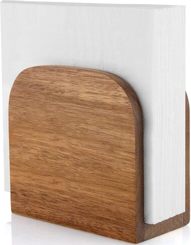 ALELION Acacia Wood Napkin Holder for Table, Wooden Upright Napkin Holders for Kitchen, Standing Napkin Dispenser for Kitchen Dining Room Party Cocktail Outdoor Use in Kuwait
