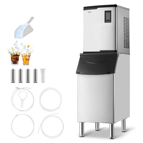 VEVOR Commercial Ice Maker Machine, 360LBS/24H Ice-Making Machine with 250LBS Large Storage Bin, Auto Self-Cleaning Ice Maker with Touchscreen for Bar Cafe Restaurant Business Commercial in Saudi Arabia