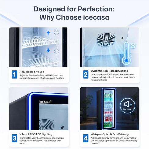 ICECASA 17.3 بوصة ث ثلاجات مشروبات تجارية عمودية باب زجاجي واحد ثلاجات عرض تجارية ثلاجات تبريد عمودية تاجر نبيذ 11 قدم مكعب لبيرة الصودا in Kuwait