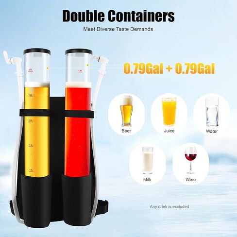 Portable Beer & Drink Dispenser, Dual Tank Backpack Dispenser with 3L+3L Dual Barrel & Hand Pressure Pump for Party, Club, Bar, Outdoor Events in Saudi Arabia