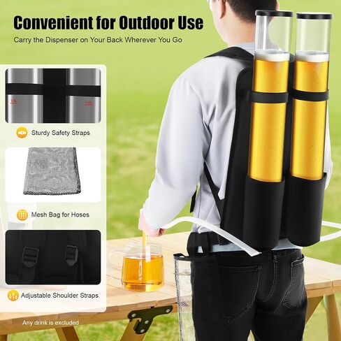 Portable Beer & Drink Dispenser, Dual Tank Backpack Dispenser with 3L+3L Dual Barrel & Hand Pressure Pump for Party, Club, Bar, Outdoor Events in Saudi Arabia