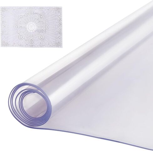 VEVOR Plastic Table Cover, 42 x 72 Inch 2.0 mm Thick Clear Rectangle PVC Desk Mat Protector, Waterproof & Easy Cleaning Desk Pad Tablecloth, for Office, Dresser, Dining Room, Night Stand in Kuwait