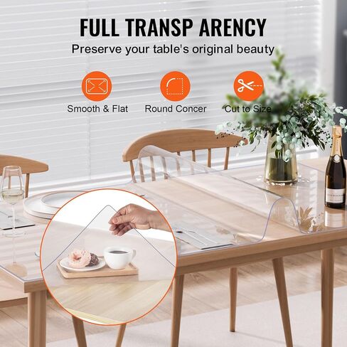 VEVOR Plastic Table Cover, 42 x 72 Inch 2.0 mm Thick Clear Rectangle PVC Desk Mat Protector, Waterproof & Easy Cleaning Desk Pad Tablecloth, for Office, Dresser, Dining Room, Night Stand in Kuwait