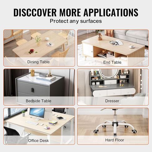VEVOR Plastic Table Cover, 42 x 72 Inch 2.0 mm Thick Clear Rectangle PVC Desk Mat Protector, Waterproof & Easy Cleaning Desk Pad Tablecloth, for Office, Dresser, Dining Room, Night Stand in Kuwait