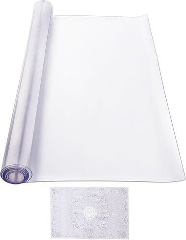 VEVOR Plastic Table Cover, 42 x 72 Inch 2.0 mm Thick Clear Rectangle PVC Desk Mat Protector, Waterproof & Easy Cleaning Desk Pad Tablecloth, for Office, Dresser, Dining Room, Night Stand in Kuwait