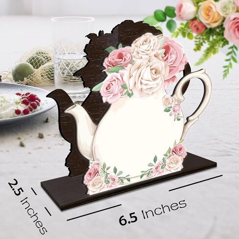 Teapot Wooden Napkin Holder, Pink Rose Floral Teapot Tissue Dispenser, Rustic Tea Party Decor for Table Kitchen Dining Room Home in Kuwait