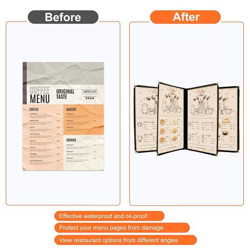4 Pack 8.5 x 11 Menu Covers, 4 Page 8 View Transparent Restaurant Menu Covers, A4 Clear Menu Holder, Durable Menu Book for Cafe Bar Restaurant, Morning Menu Homeschool Supplies in Kuwait
