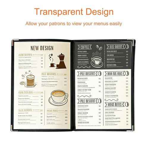 4 Pack 8.5 x 11 Menu Covers, 4 Page 8 View Transparent Restaurant Menu Covers, A4 Clear Menu Holder, Durable Menu Book for Cafe Bar Restaurant, Morning Menu Homeschool Supplies in Kuwait