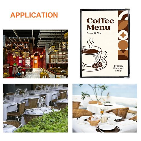 4 Pack 8.5 x 11 Menu Covers, 4 Page 8 View Transparent Restaurant Menu Covers, A4 Clear Menu Holder, Durable Menu Book for Cafe Bar Restaurant, Morning Menu Homeschool Supplies in Kuwait