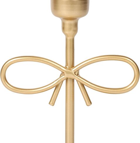 Golden Metal Cone Candlestick 5.91 inch Retro Gold Ornaments with Bow Decoration Dining Table/Living Room/Corridor Desktop Ornaments Wedding Dinner Decoration in Kuwait