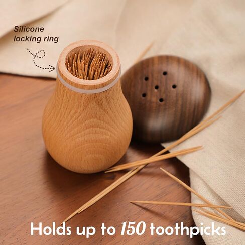 Ugotit Wooden Mushroom Toothpick Holder Dispenser Set | With Toothpicks, Portable Toothpick Holder for Purse Pocket Travel, Unique Housewarming Gift, Cottagecore, Refillable in Kuwait