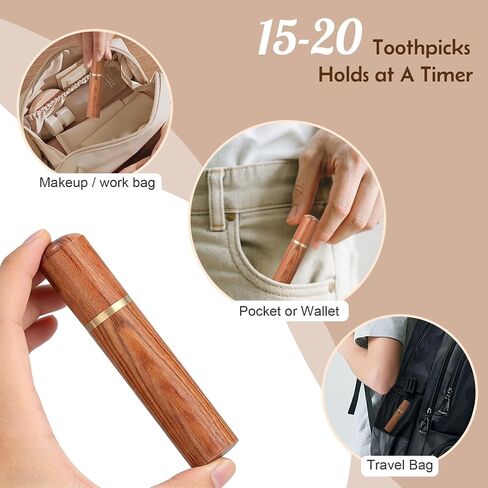 Ugotit Wooden Mushroom Toothpick Holder Dispenser Set | With Toothpicks, Portable Toothpick Holder for Purse Pocket Travel, Unique Housewarming Gift, Cottagecore, Refillable in Kuwait