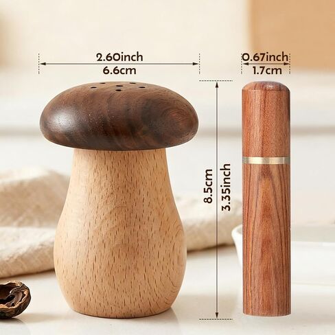Ugotit Wooden Mushroom Toothpick Holder Dispenser Set | With Toothpicks, Portable Toothpick Holder for Purse Pocket Travel, Unique Housewarming Gift, Cottagecore, Refillable in Kuwait