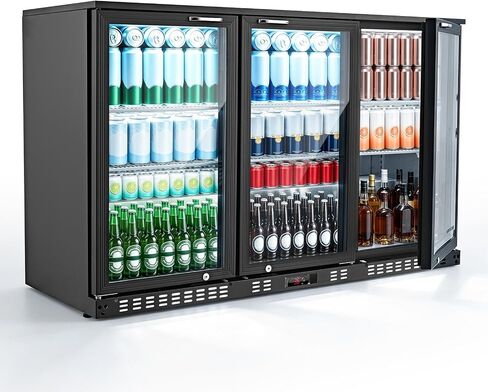 VEVOR Back Bar Cooler, 11.8 Cu. Ft Counter Height Beverage Refrigerator, Commercial Display Fridge w/ 2 Glass Doors, LED Lighting, Shelves, Fan Cooling Beer Wine Cooler for Pub, Merchandiser, Office in Kuwait