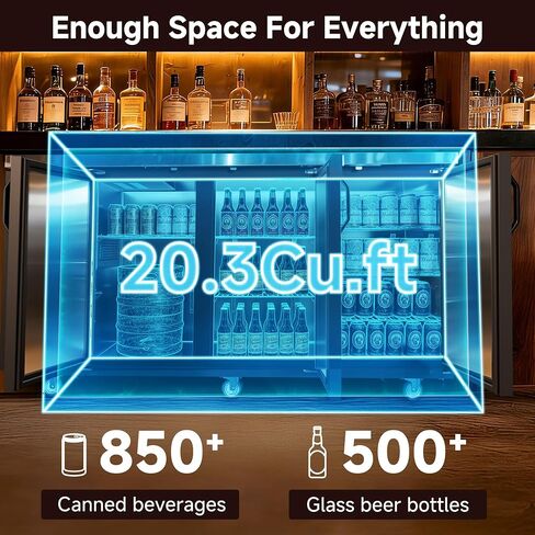Coolake 72" W Commercial Back Bar Cooler with Stainless Steel Top, 20.3 Cu.Ft Counter Height Beverage Refrigerator, Solid Door Beer Fridge with Led Lighting for Restaurant Buffet Basement Cafe in Kuwait
