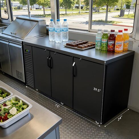 Coolake 72" W Commercial Back Bar Cooler with Stainless Steel Top, 20.3 Cu.Ft Counter Height Beverage Refrigerator, Solid Door Beer Fridge with Led Lighting for Restaurant Buffet Basement Cafe in Kuwait