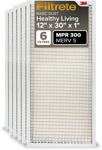 Filtrete 20x30x1 Air Filter MERV 5, 6-Pack AC Furnace HVAC Filters for Home, MPR 300 Basic Dust Defense, Pleated Electrostatic (Actual Size 19.81 x 29.81 x 0.81 in) in Kuwait